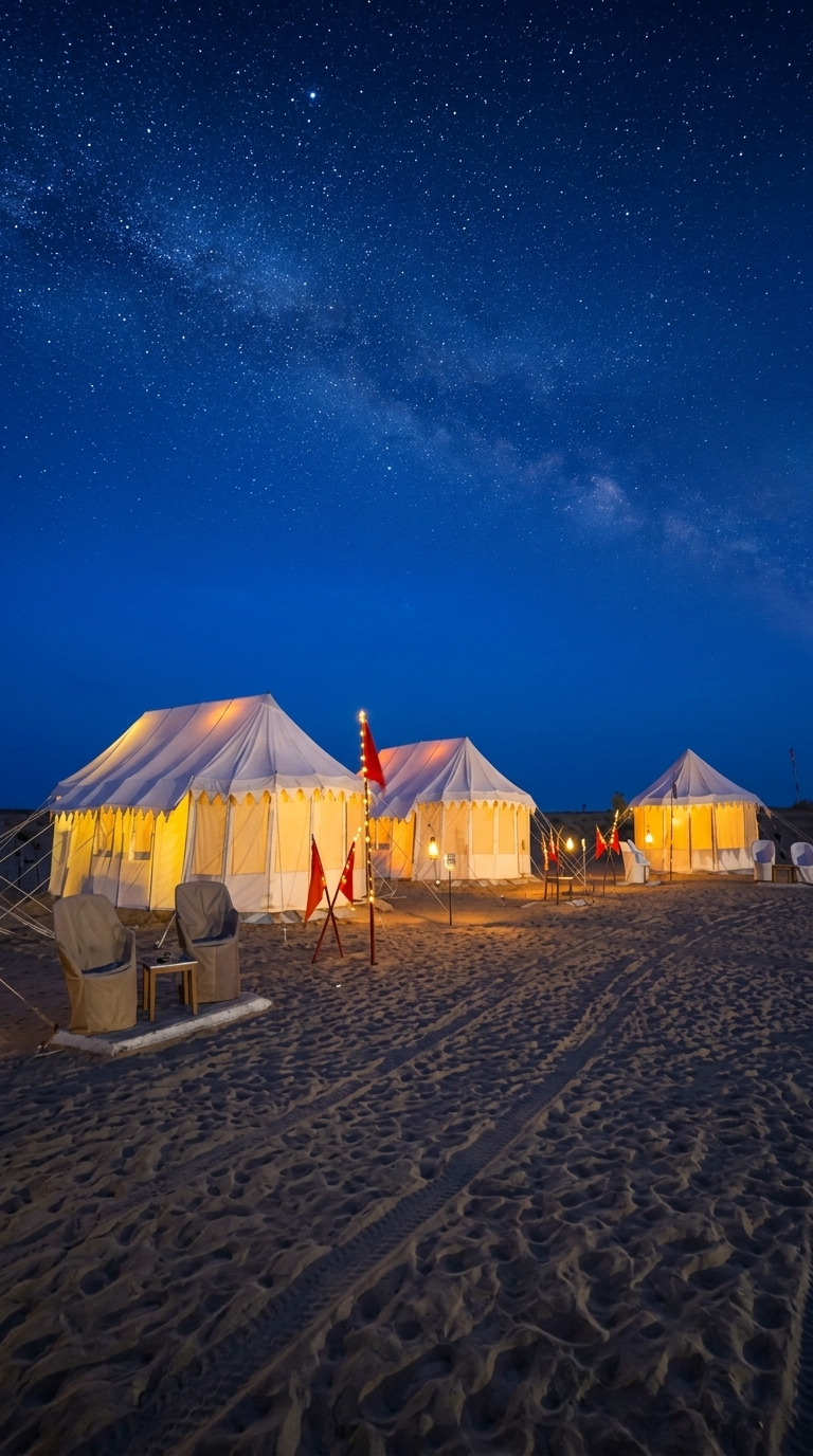 Luxury Swiss Canvas Tent Booking in Jaisalmer with Attached Bathroom