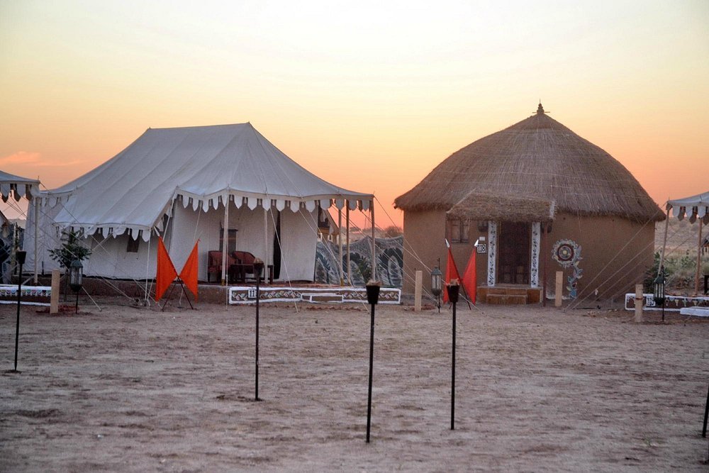 Deluxe Swiss Canvas Tent Interior at Royal Desert Camp Jaisalmer