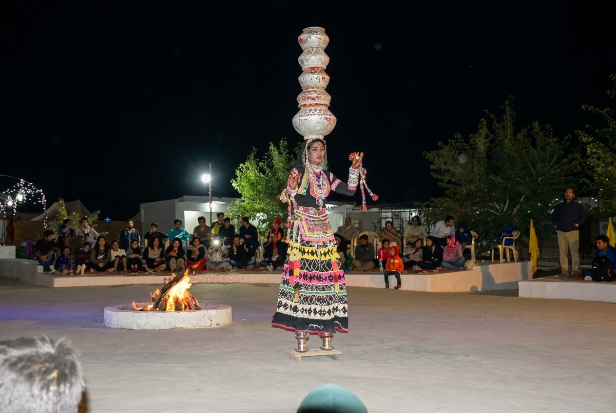 Kalbelia Gypsy Dancers Performing Swirling Acrobatics in Thar Desert Jaisalmer