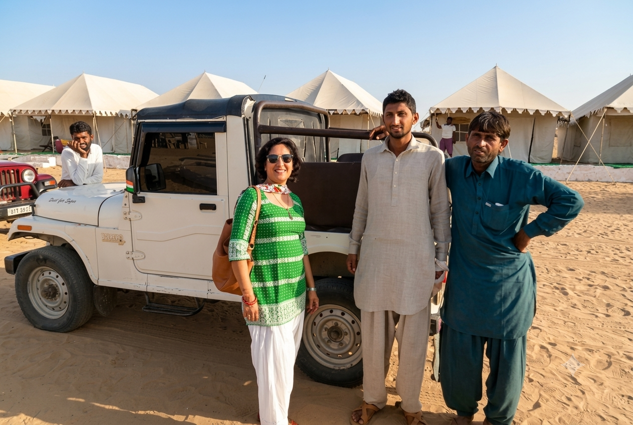 Local Village Chauffeurs and Safari Guides Welcoming Travelers to Sam Dunes