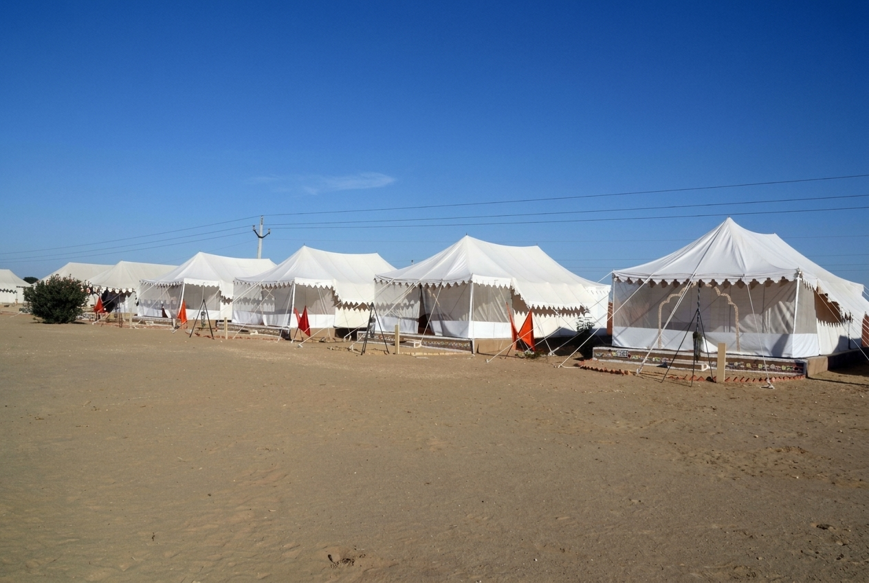 Desert Royal Suite Presidential Glamping Deck with Panoramic View of Sam Sand Dunes Jaisalmer