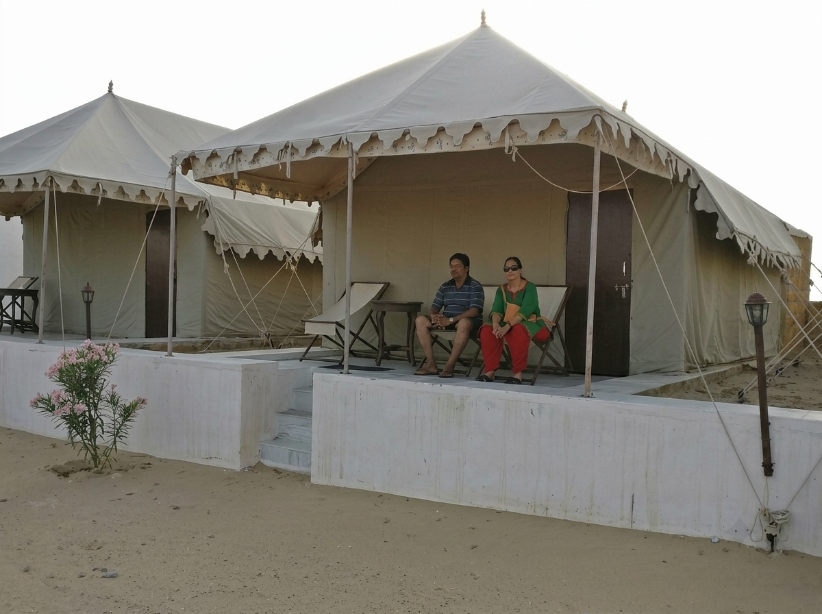 Private Verandah Lounge Sit-out of Royal Heritage AC Tent at Royal Desert Camp