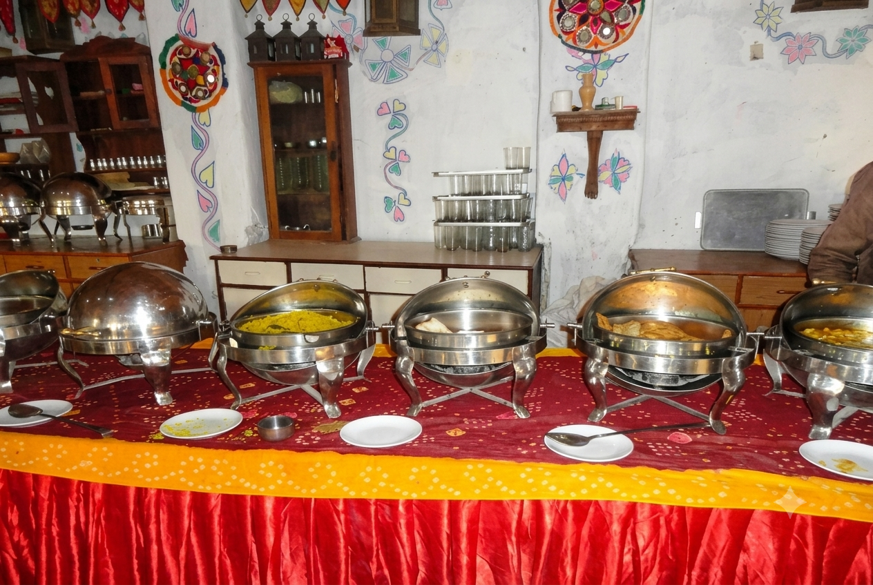 Traditional Wood-Fired Hearth Roasting Dal Baati Churma in Pure Desi Ghee